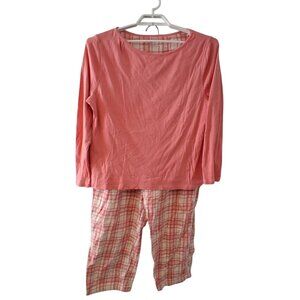 Talbots pajamas womens XL pink plaid flannel knit
